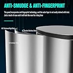 13 Gallon Stainless Steel Foot Pedal Large Trash Can with Soft Close Quiet Curved Surface Top Lid and Deodorant Storage Space, with 30 Garbage Bags for Kitchen/Home/Office Trash can and More - Silver - Image 3