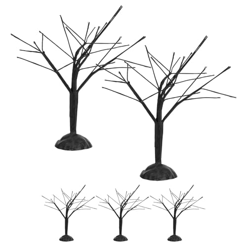 DIYEAH 5pcs Tiny Model Trees for Train Railroad, 13CM/5 Miniature Deciduous Scenery Tree, Tabletop Christmas Village Decor, Sand Table Architecture Prop