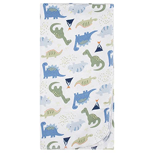 Gerber Boys Newborn Infant Baby Toddler Nursery 100% Cotton Flannel Receiving Swaddle Blanket, Dinosaur Blue, 5 Count (Pack Of 1) #TOP1