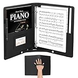 A4 Noten Ordner, PU Leder Musikbinder mit 3-Ring, hält 60 Seiten, wasserdichte Leiter mit Handband, schwarzer Chor Ordner für Noten Speicher 9,8 x 13,1 in