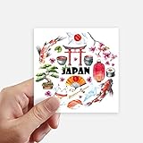 stickers japan tuning Material: Vinilo DIYthinker Japón Lindo Estilo japonés Acuarela Square Stickers 10cm Pared Maleta portátil Motobike Decal 8pcs 10cm x 10cm