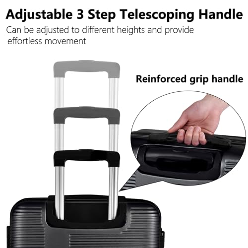 Hardshell Luggage Sets, Lightweight Carry-on with Spinner Wheels,Travel Rolling Suitcase Clearance with TSA Lock for travel (Black, 2-Piece Set 24/28)2