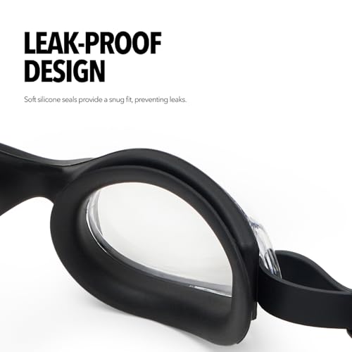 Image of Boldfit Swimming Cap & Goggles Set for Men & Women - Silicone Cap & Anti-Fog Goggles - Black