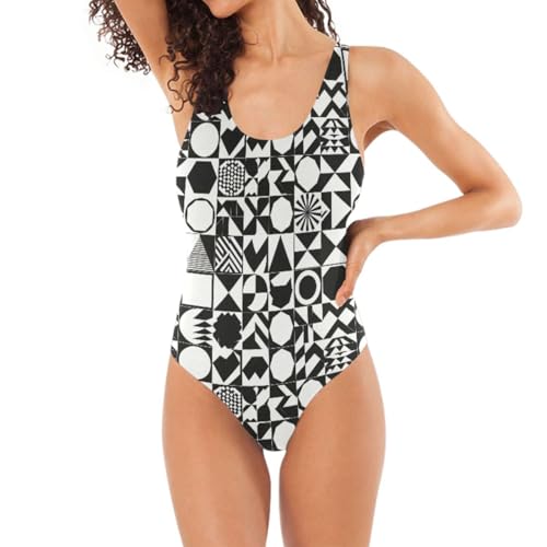 Maillot de bain sculptant dos en U bicolore à carreaux pour femme