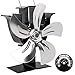 Produktbild LUMAMU 5-Blatt-Ofenventilator Holzofenventilatoren Kaminventilator Wärmebetrieben mit Magnetthermometer Aluminium Umweltfreundlich für Holzkaminofen Kamin-Silber
