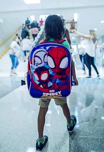 Spiderman Backpack for Boys 4-8yrs w/Padded Straps & Large Compartment - Kindergarten Backpack for Boys, Includes Spidey Water Bottle, 3D Puffy Stickers & More - Toddler Spiderman Backpack, Medium4