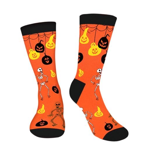 AGRIMONY Calcetines de Halloween Hombre Divertidos-Calavera Personalizados Originales Dibujos Estampados Graciosos Frikis Colores Algodon Calcetines - Regalos Originales para Adolescentes Adulto