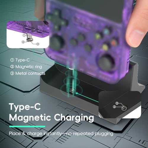 Felicafie Support de charge magnétique pour console de jeu R36S, avec interface de type C, station d'accueil compacte en ABS pour une stabilité optimale – vue 2