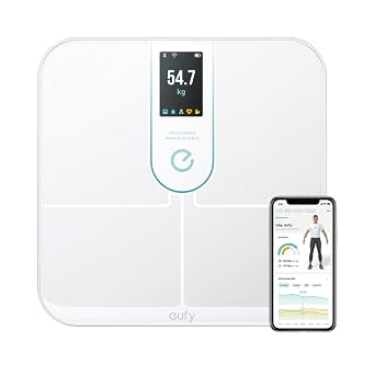 Anker Eufy Smart Scale P3 Body Composition Monitor, App Compatible, Fitbit Linkage, Body Fat Percentage, BMI, Heart Rate, Muscle Mass, Basic Metabolism, Water Volume, Body Fat Mass, Bone Mass