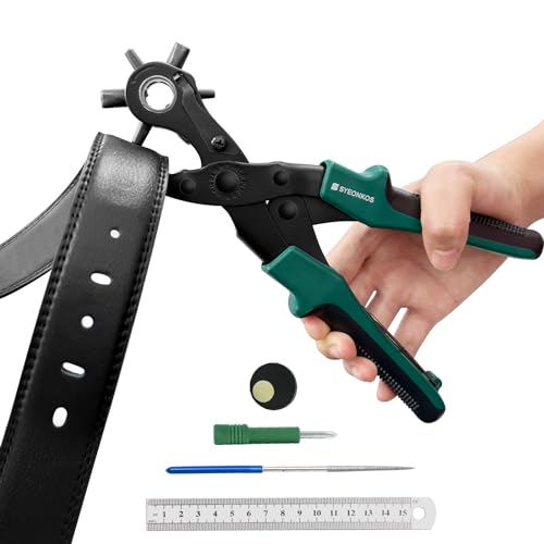 syeonkos Alicates Sacabocado Agujero,Pinza de Troquelado Giratorios, Punzón Giratorio Duradero con 6 Agujeros,Cinturón de Agujero Adecuado, Collar de Mascota,Tarjeta, Silla de Montar, Zapatos
