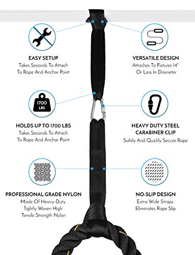 Andoer Kit de alça de âncora de corda Battle com 2 alças de nylon reforçadas para serviços pesados ​