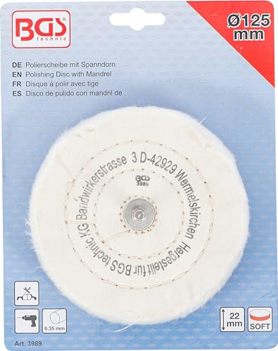 BGS 3989 | Polierscheibe mit Spanndorn | 6 mm | Ø 125 x 22 mm | Schwabbelscheibe