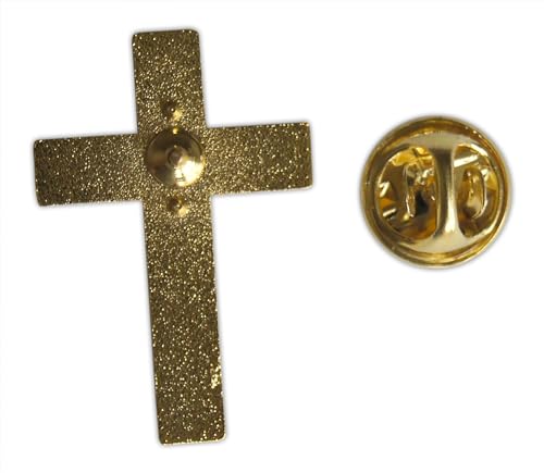 Image of Novel Merk Christian Cross Icon Religious Lapel Pin, Hat Pin & Tie Tack Set with Clutch Back