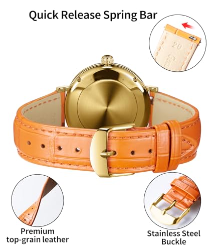Image of BINLUN Leather Watch Band Genuine Calfskin Replacement Watch Strap Quick Release Crocodile Pattern 10 Colors 13 Sizes for Men Women(10mm,12mm,14mm,16mm,17mm,18mm,19mm,20mm,21mm,22mm,23mm,24mm)