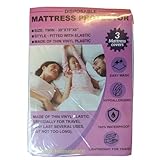 Plastic Bed Cover Twin - Travel Waterproof Mattress Protector - Disposable, Thin Vinyl Mattress...