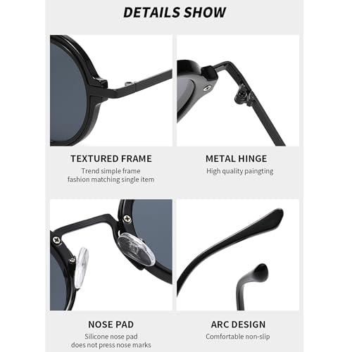 Onrtry Round Sunglasses for Men Women Hippie Small Circle Sun Glasses Red Lens Glasses2