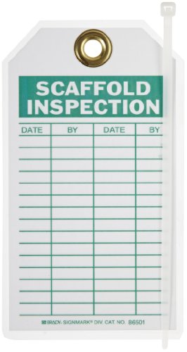 Étiquettes d'inspection d'échafaudage Brady 86501 pour marquage réglementaire extérieur