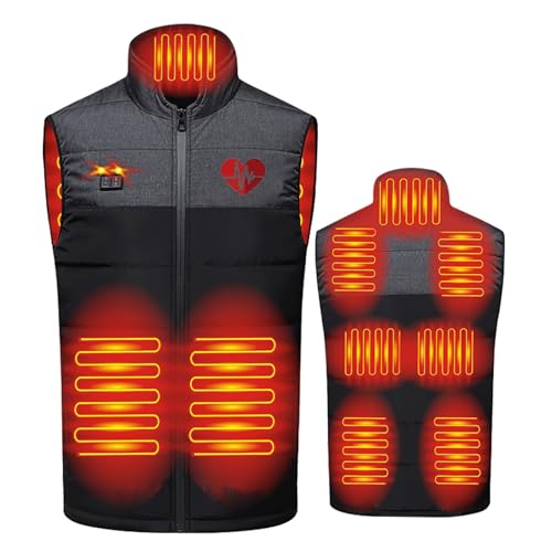 Men's Heated Vest with 3 Heating Levels and 9 Zones - USB Battery Not Included