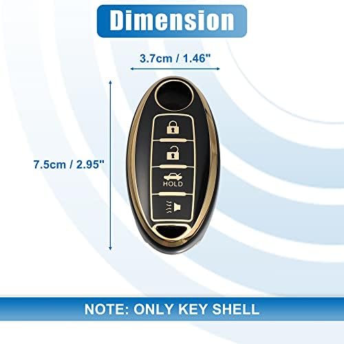MACHSWON 4 Button Silicone Smart Key Fob Case Cover Key Fob Shell Protector Keyless Black for Infiniti QX80 2014 - Image 2