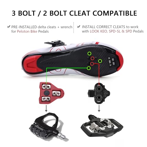 Image of KESCOO Unisex Cycling Shoes Compatible with Peloton Bike & SPD Indoor Outdoor Road Bike Cycling Shoe for Men Women, 1 Hook and Loop Strap, with Delta Cleats