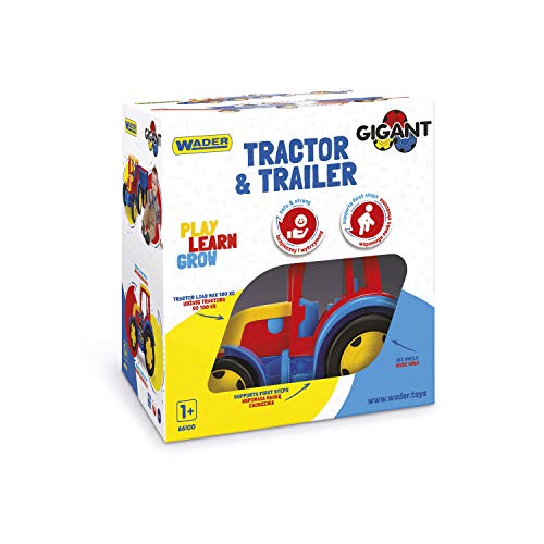 Wader Gigant Traktor mit Anhänger, L = 60 cm Traktor Tragfähigkeit 100kg, L = 57 cm Anhänger mit hinteren Klappe…