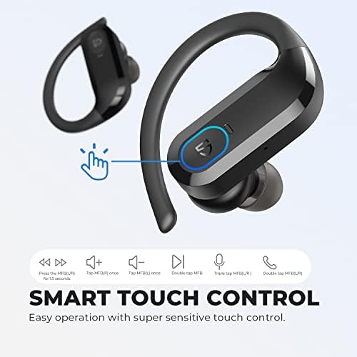 SoundPEATS S5 Wireless Earbuds Bluetooth 5.0, In-Ear Stereo Sports Ear Hooks Headphones, IPX7 Waterproof, Customized Design, USB-C Charge, Monaural/Binaural Calls, 20 Hours Playtime