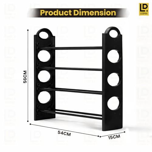 Image of LEOPAX Kaan Premium Multipurpose Shoe Rack | 4-Tier Shoe Storage Organizer, Space-Saving Design, Sturdy & Durable Rack for Entryway, Living Room, Bedroom & Closet - Black
