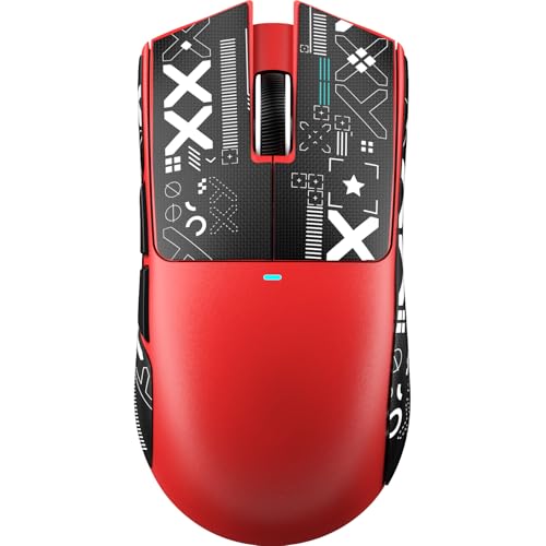 ATTACK SHARK X11 SE Kabellose Gaming-Maus, PixArt PAW3311 Gaming-Sensor, BT/2.4G Wireless/Kabelgebunden, 22000 DPI, 65 Stunden Akku, Büro- und Gaming-Maus für Win11/Xbox/PS/Mac (Rot + Klebeband)
