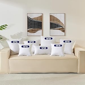   SLEEP-ZONE-Throw-Pillows-Insert-24x24Pack-of-2-White-Down-Feather-Throw-Pillow-Insert-for-Sofa-Bed-and-Couch-Decorative-Pillows-100-Skin-Friendly-Cotton-Cover