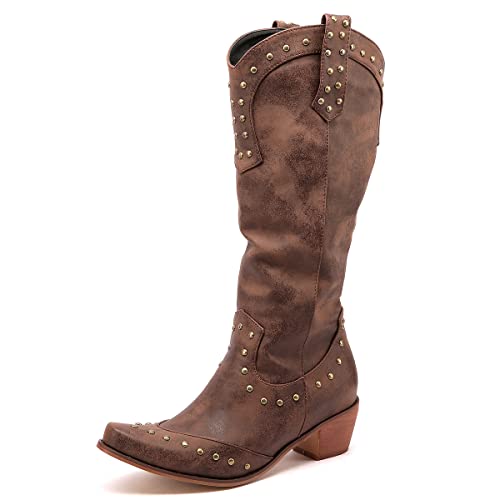 Scaoruki Women Embroidered Western Boots