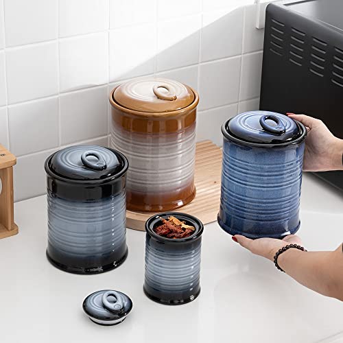 Nihow Ceramic Food Storage Jar: 47 Fl Oz Container With Air Tight Ceramic Lid For Flour/Sugar/Rice/Coffee Bean/Cookies/Candy/Cereal - Seal Damp-Proof Canister For The Kitchen - Piece Of 1 (Blue) #TOP6