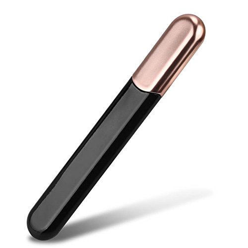 MiDenso Lima de uñas de cristal de alta calidad con estuche, Crystal Diamond Salon Best Beauty Nail Buffer para uñas naturales y acrílicas, regalo de Navidad para mujeres y hombres, negro dorado