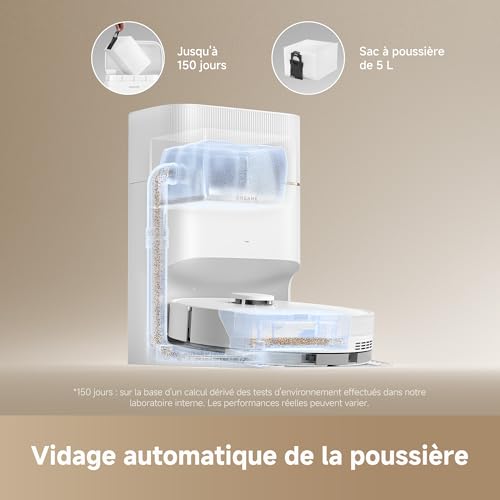 DREAME D20 Pro Plus Robot Aspirateur 2-en-1, 13000 Pa, Double Brosse, Auto-Vidage, Laser Navigation, Capteur Distance, Poils d’Animaux, Coins, Sols Durs & Tapis, Batterie 5200 mAh