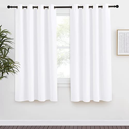 NICETOWN Room Darkening Window Treatment Curtain, Pure White, 1 Panel, 55 by 68, Energy Smart Thermal Insulated Block Out Sunlight Shade & Blind for B