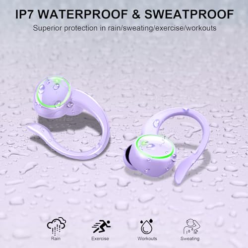 Image of Matast Wireless Earbuds, Bluetooth 5.4 Headphones Sports, 50H Playback Over-Ear Buds with ENC Noise Cancelling Mic, Deep Bass Fitness Earphones IP7 Gym Running Workout with Earhooks