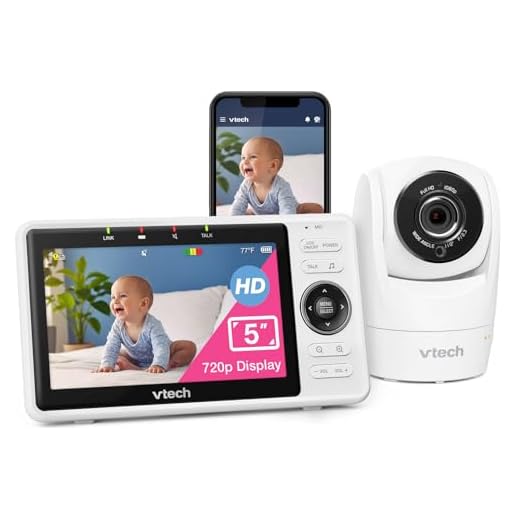 VTech Upgraded Smart WiFi Baby Monitor VM901, 5-inch 720p Display, 1080p Camera, HD NightVision, Fully Remote Pan Tilt Zoom, 2-Way Talk, Free Smart Phone App, Works with iOS, Android
