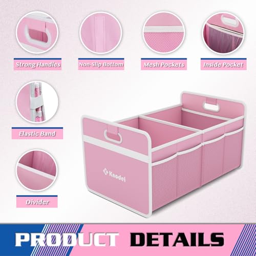 Image of K KNODEL Foldable Trunk Storage Organizer for Car and Suv (Medium, Pink) | Collapsible Car Storage Organizer, Car Organizers and Storage for Sedan, Cargo Organizer, Car Bin, Basket,Bag, Organization