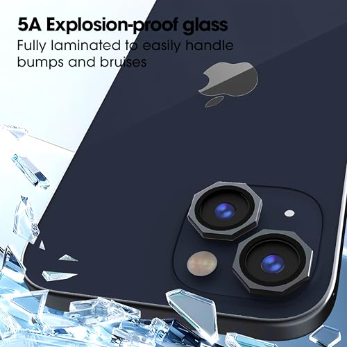 Image of GadgetBite Snaptra Octagon Lens Protector Compatible With iPhone 13 & iPhone 13 Mini - 9H Tempered Glass Camera Cover with Metal Ring, Scratch-Resistant,Camera Lens Protection - Black
