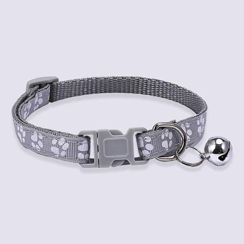 Litvibes Cat Collar Paw Design with Bell,Kitten & Small Dogs Soft Adjustable Collar,Safe,Breakaway for Cats & Puppies - Grey (B0C626QMCD) Amazon Price History, Amazon Price Tracker