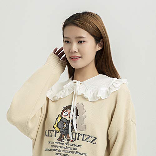 White Shawl For False Fake Collar For Women Girls Ruffled Trim Detachable Half Shirt Lapel Blouse Lace-Up Bandage Scarf3