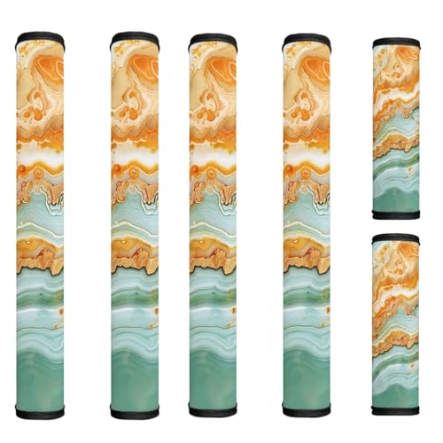 Image of Gold Marble Fridge Door Handle Covers Set of 6 Refrigerator,Microwave, Oven Door Handle Covers Anti-Static Stain Adjustable Appliance Handle Covers Kitchen Accessories