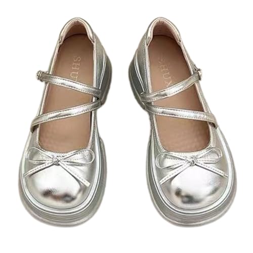 ZQW Cute Chunky Mary Janes Shoes French Style Kawaii Bow Buckle Platform Heels Y2K Lolita Cosplay Costume Casual Work Office