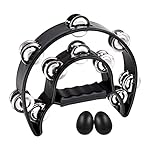 EastRock-Double-Row-TambourineMetal-Jingles-Hand-Held-Percussion-Half-Moon-Tambourine-for-Adults-KTV-Party-Black
