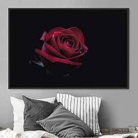 Framed Canvas Wall Art Rose Bohemian Dark Dramatic Floral Multicolor Petal Photography Portrait - 16x24 inches