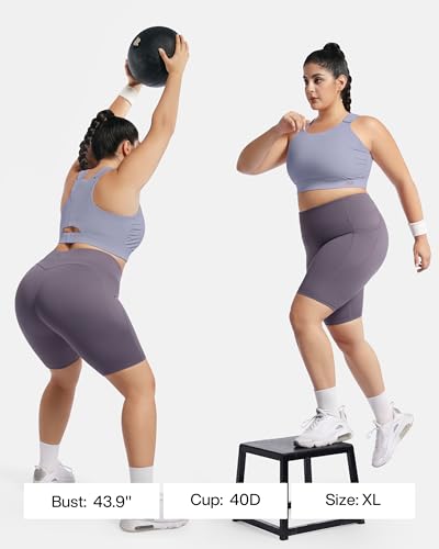Image of Plus Size Sports Bras Medium-High Support Adjustable Racerback High Neck Wireless Everyday Workout Running Bra for Women