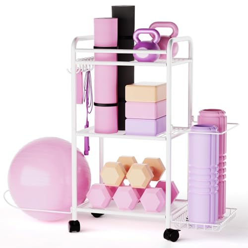Highpro Yoga Mat Storage Rack Home Gym Equipment Workout Equipment Organizer Yoga Mat Holder for Dumbbell Women Men Fitness Exercise Equipment Organization