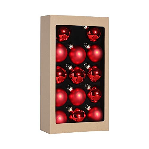 Suixing Christmas Glass Balls Multi Colors Included with Loop Set Festival Home Party Decors Xmas Tree Hanging Pendant 14PC 2.2In Red