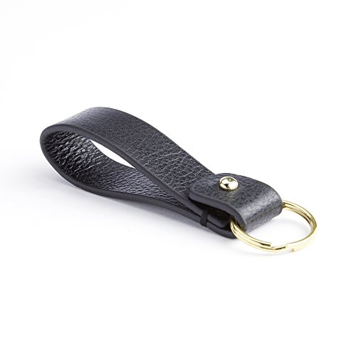 Royce Leather Pebbled Leather Loop Key Fob (Black)
