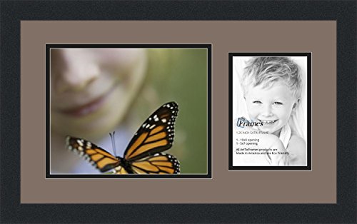 ArtToFrames Double-Multimat-190-748/89-FRBW26079 Collage Photo Frame Double Mat with 1-5x7, 8x10 Openings and Satin Black Frame