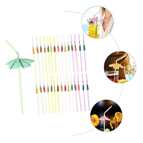 100 pitillos desechables con diseño de sombrilla coloridos miniatura 5